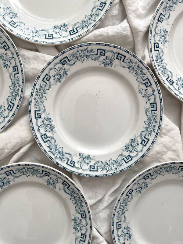 6 assiettes plates en terre de fer « Athènes » Saint Amand et Hamage