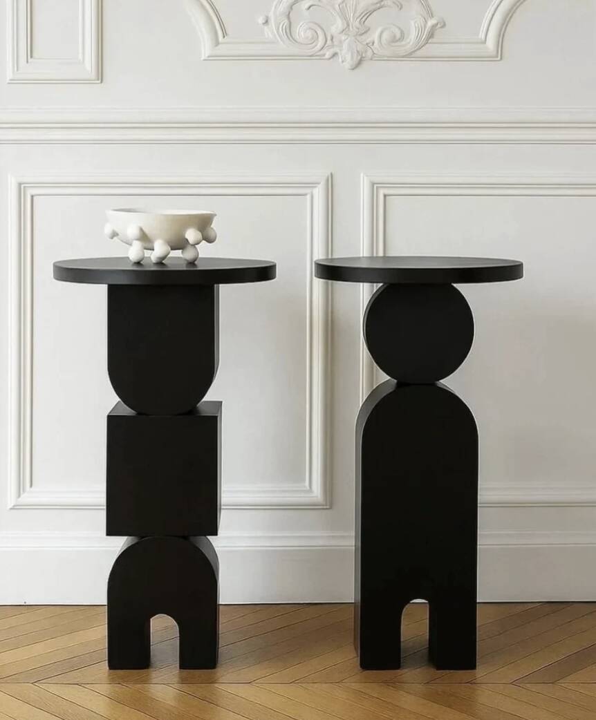 Sellette - Table d'appoint en bois teinté noir