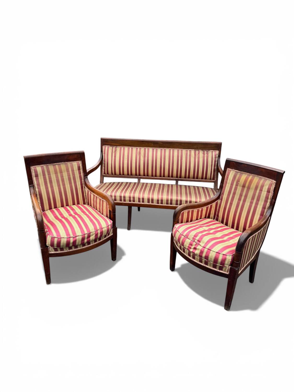 Antique Empire-style salon, 3 pieces. Original upholstery.