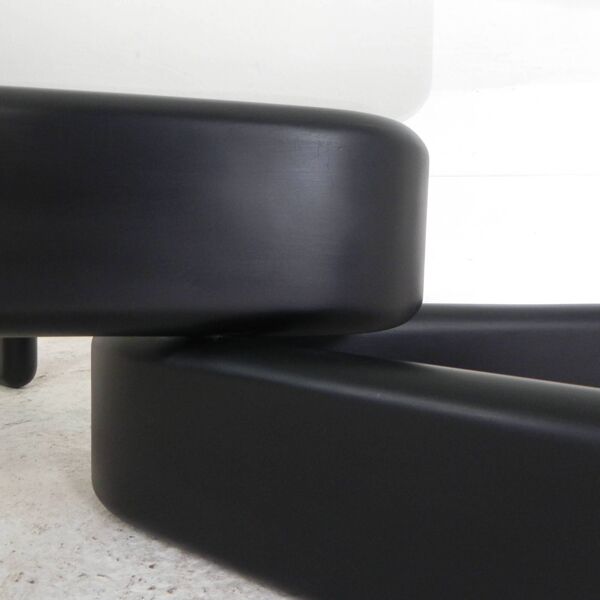 Vintage coffee table with organic black wooden base, 1970s