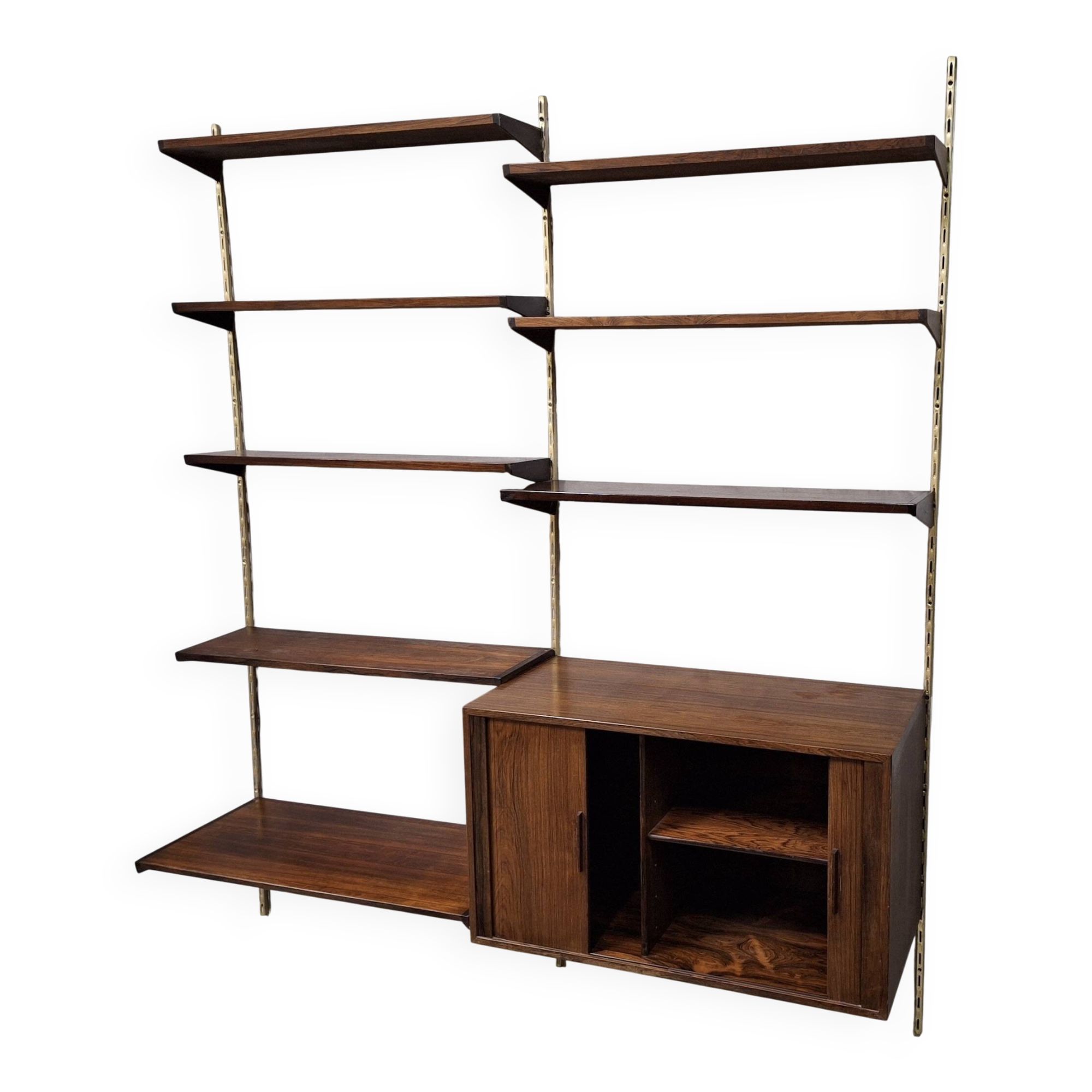 Modular shelving system in rosewood by Kai Kristiansen, Denmark, 1960s.