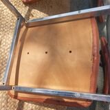 3 stainless steel tube chairs and faux leather, vintage