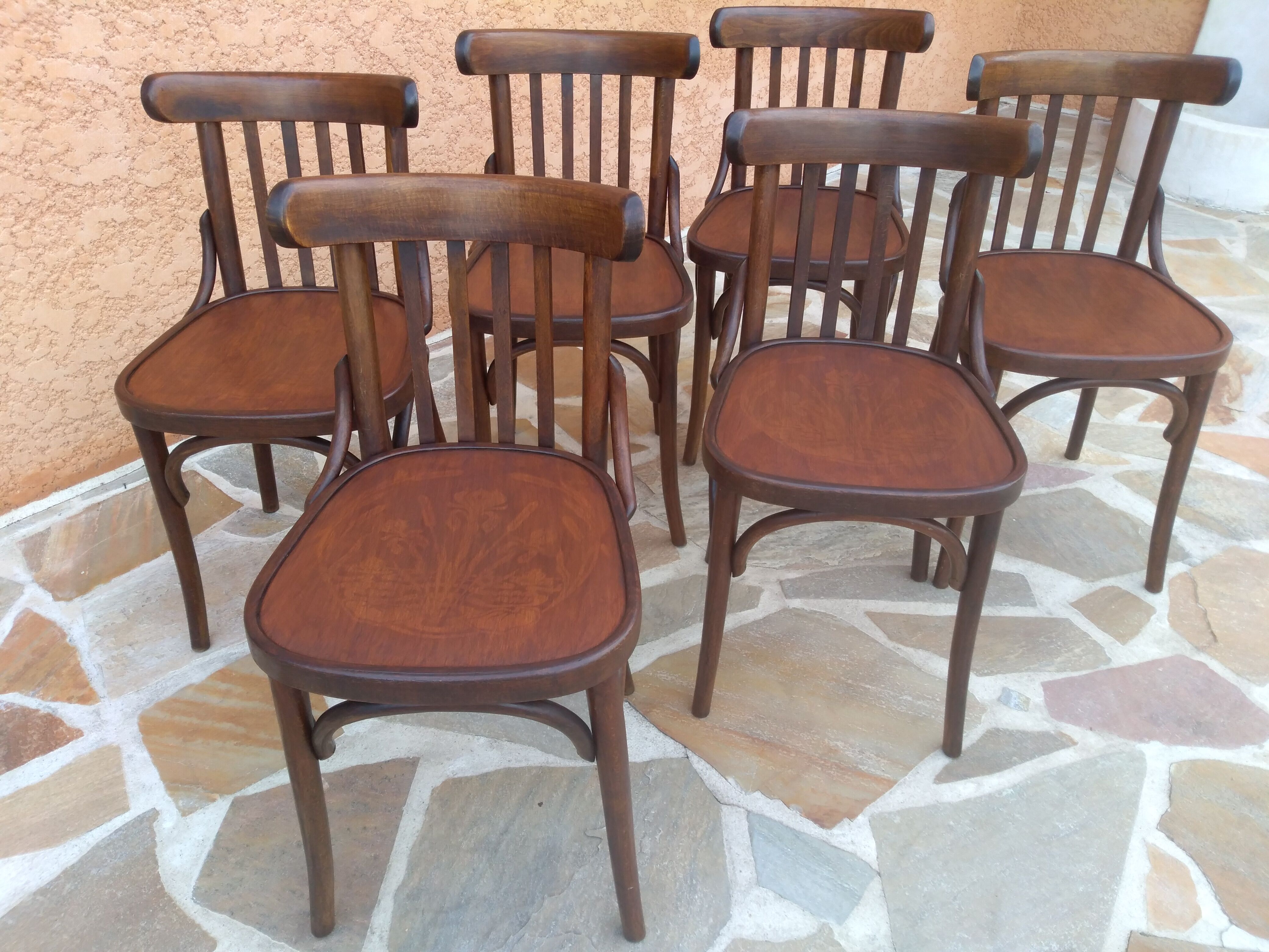 Suite of 6 bistrot chairs 1960
