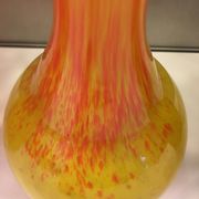 Vintage orange and yellow soliflore vase, signed