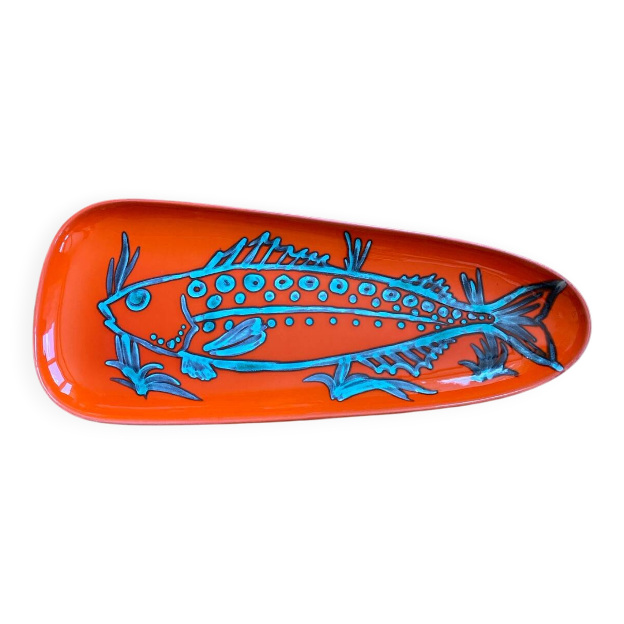 Orange ceramic fish platter