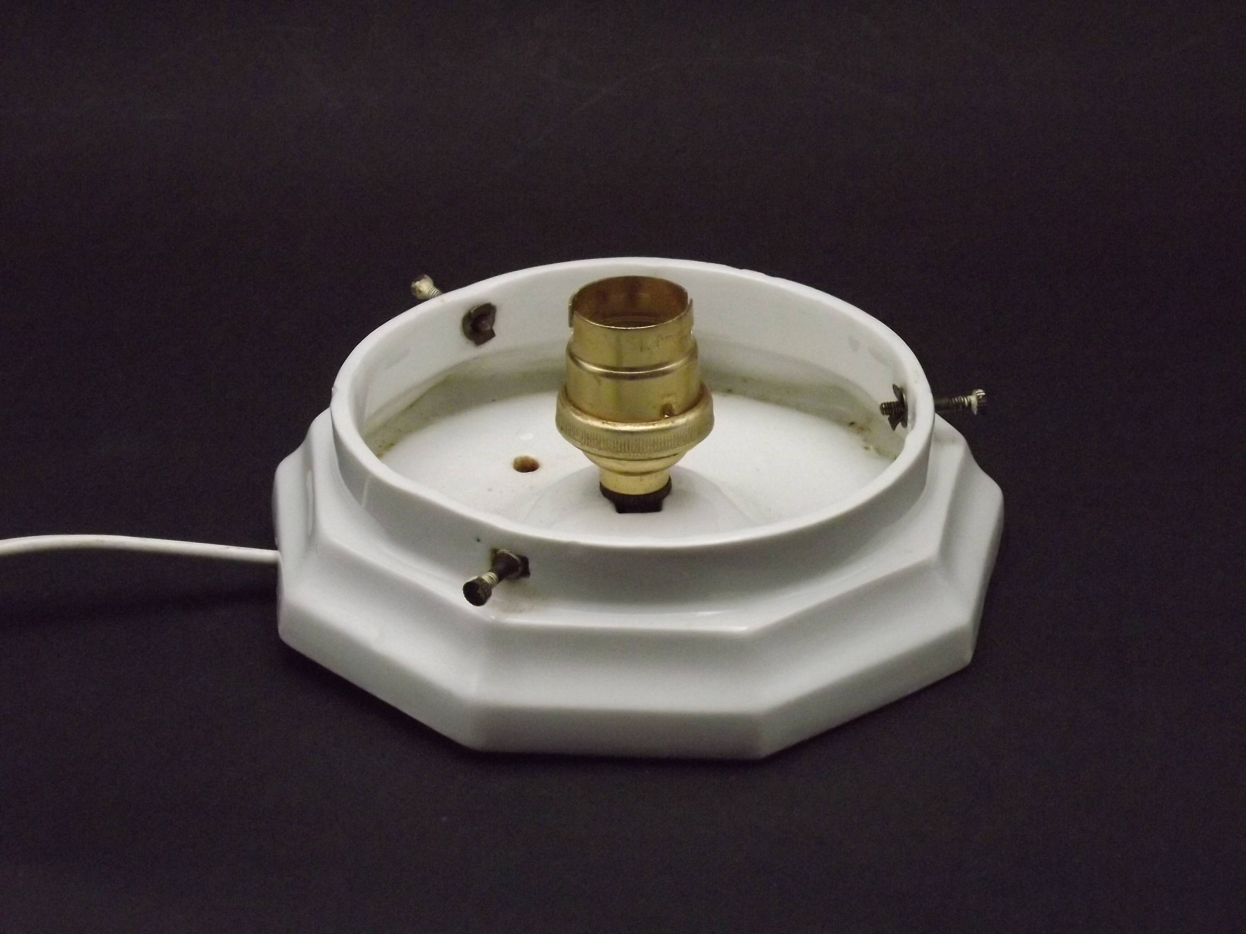 French Art Deco Skyscraper Ceiling Light White Opaque Glass - Limoges Mount