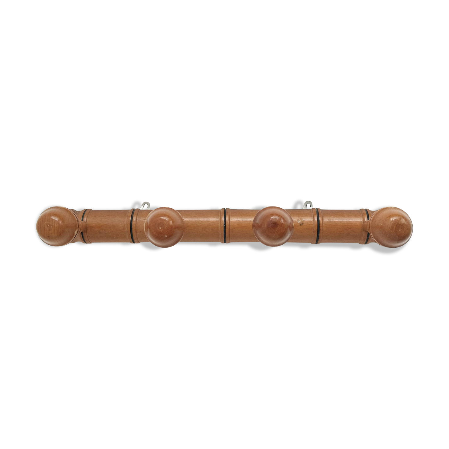 Wall-mounted coat rack in bamboo effect wood