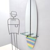Miroir d'entrée mural ovale et table console avec plateau en verre