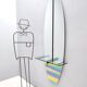 Oval Wall-Mounted Entryway Mirror and Console Table with Glass Top