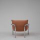 Pair of tubular armchairs in salmon velvet