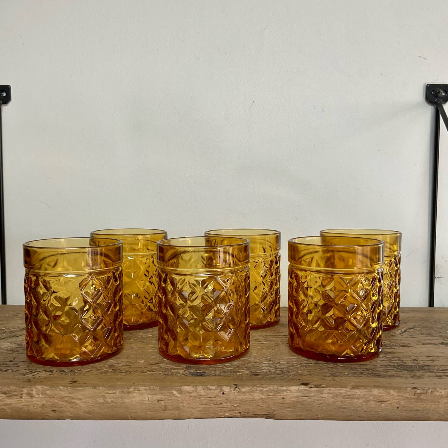 6 Pernod amber glasses