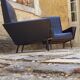 Pair of armchairs vintage year 60 imitation black leather