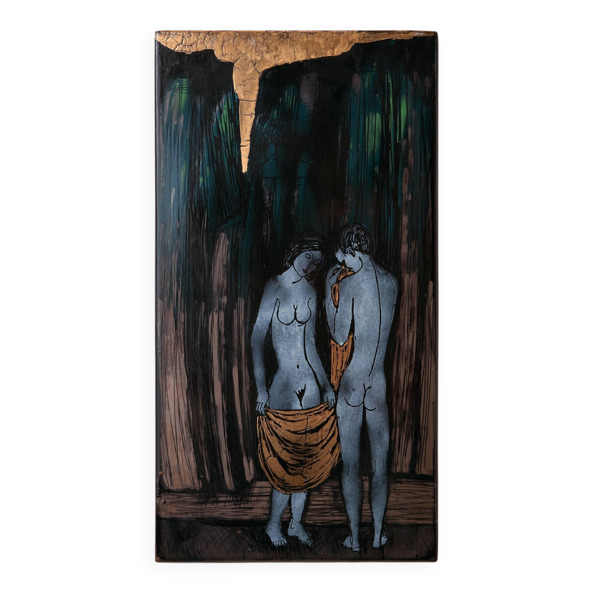 Lovers enamel artwork by Vitus Lőrincz