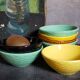Seven vintage slip ceramic bowls