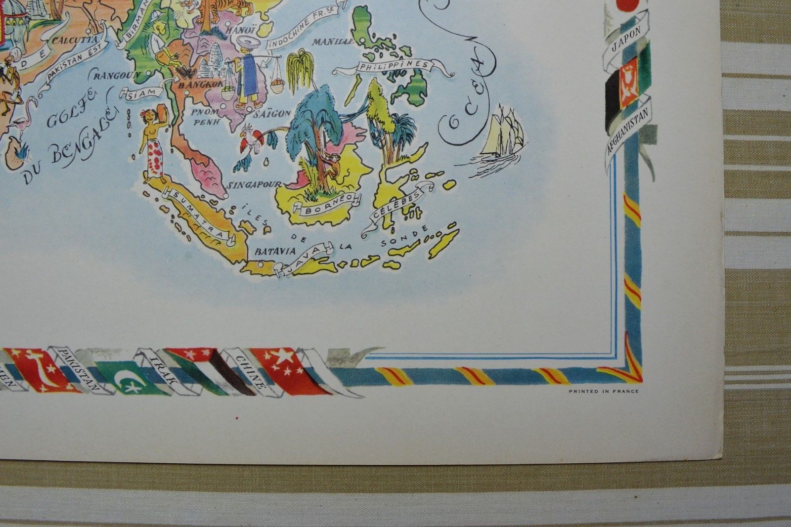 Illustrated map of Asia of Jacques Liozu world map