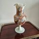 Vintage footed vase in white opaline, marbled/marble effect decoration from the 60s.