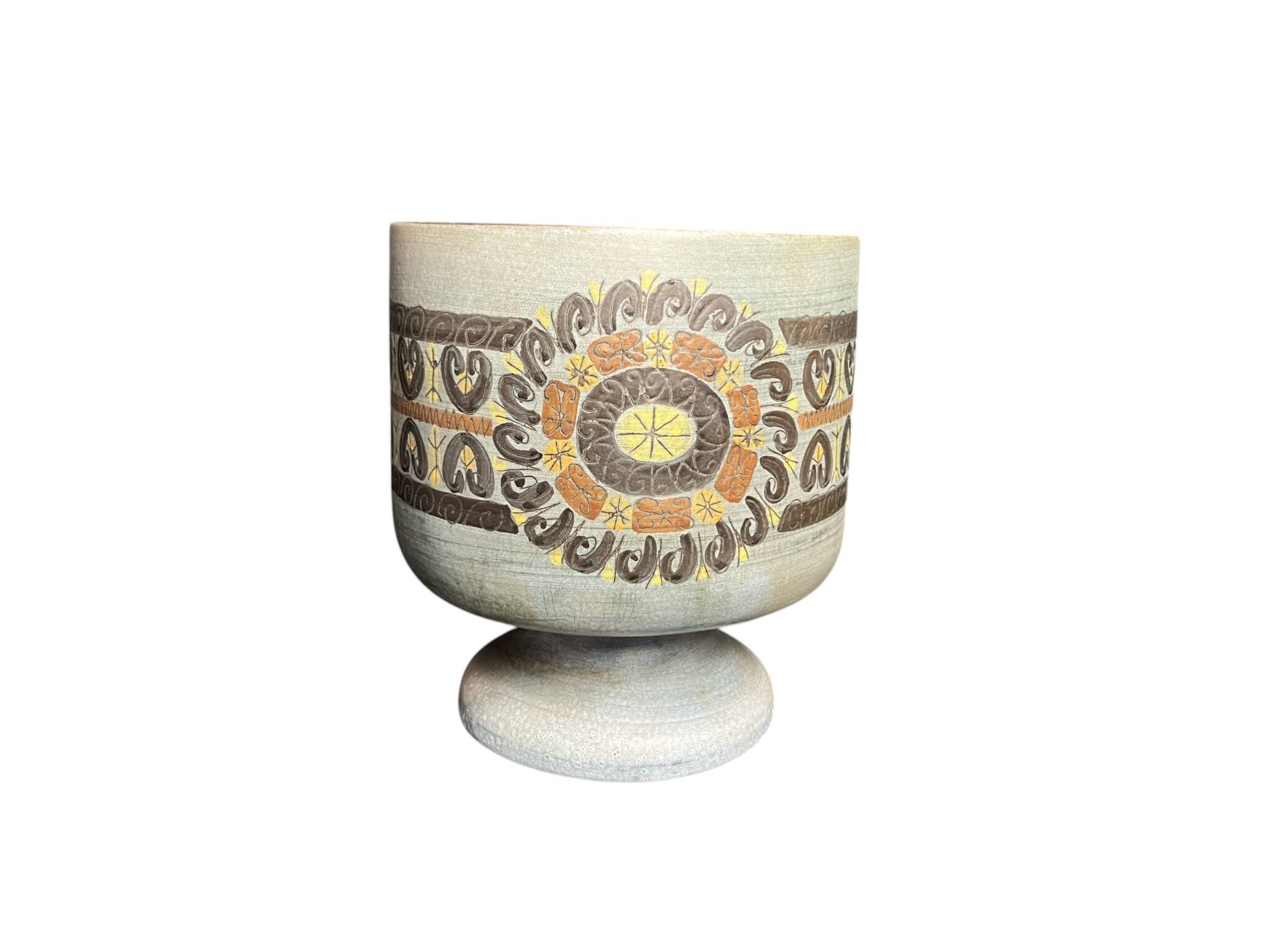 Vallauris, polychrome earthenware cache pot vase by Jean Lespinasse circa 1960