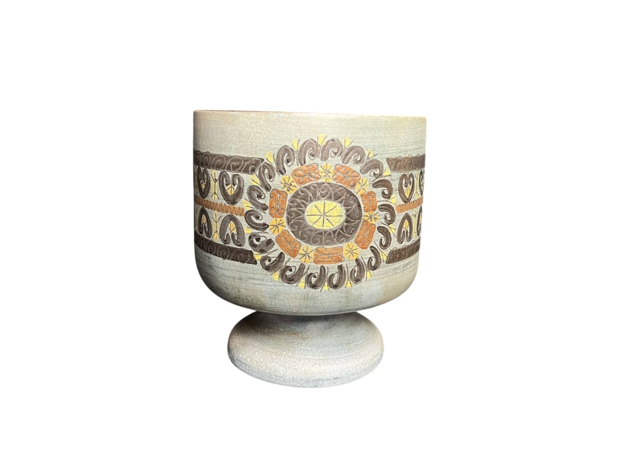 Vallauris, vase cache pot faïence polychrome Jean Lespinasse vers 1960