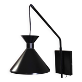 Applique avec potence articulée et abat-jour diabolo en métal noir