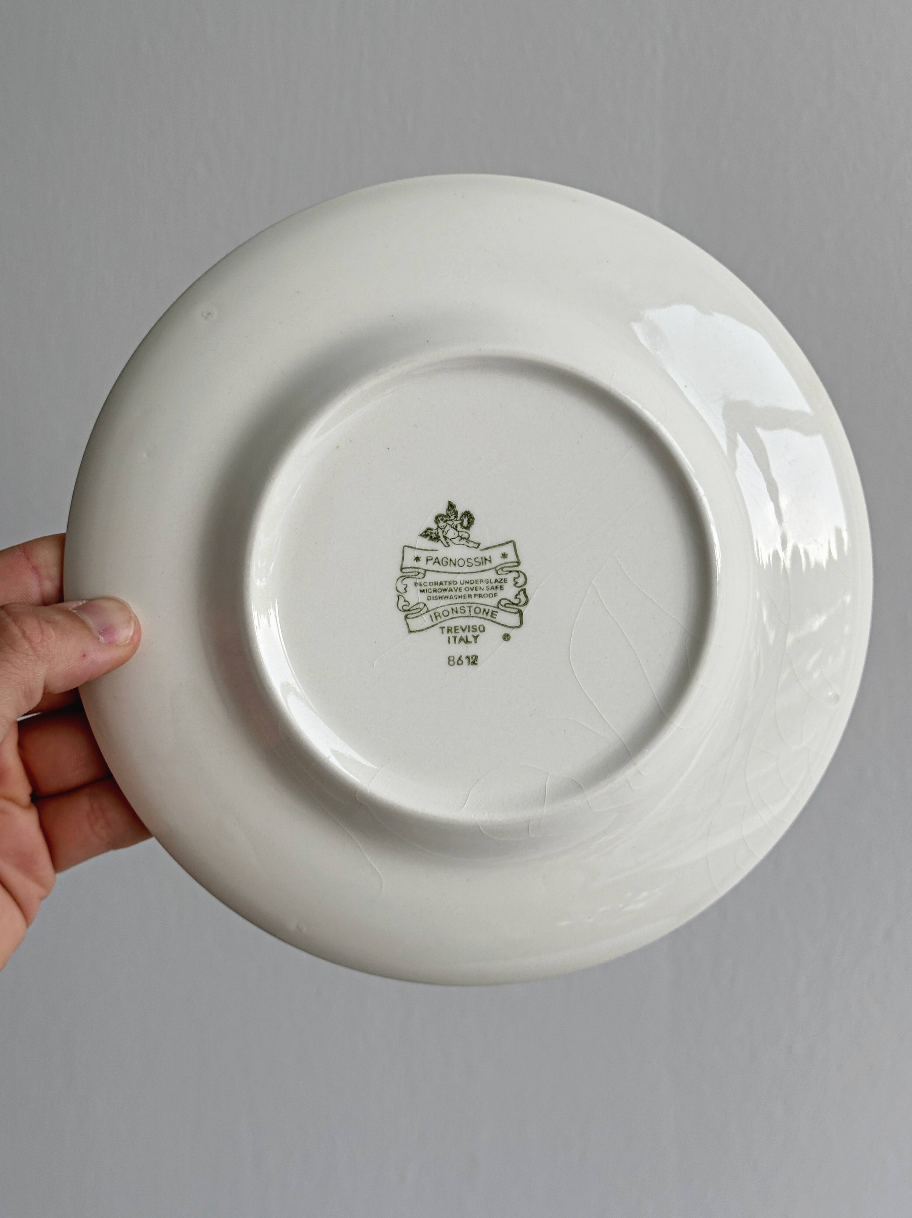 Pair of vintage plates with a black and white checkered pattern.
