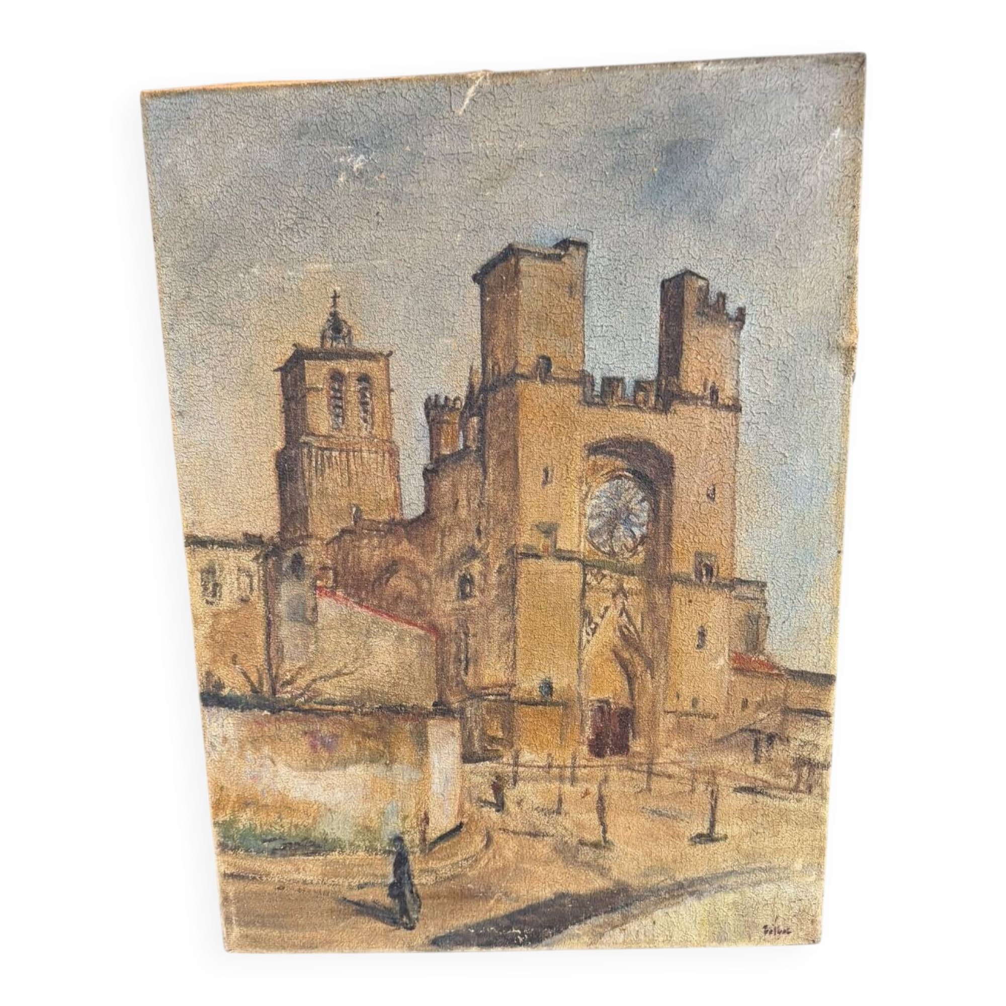 Huile sur toile vue de Béziers