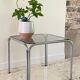 1970s coffee table glass and chrome steel