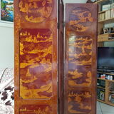 Japanese four-leaf screen in red lacquer
