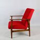 Chaise longue vintage en velours rouge, années 1970