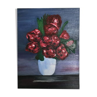 Tableau bouquet rouge