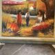 Old Oil Painting Canvas Landscape Peasant Work Provence