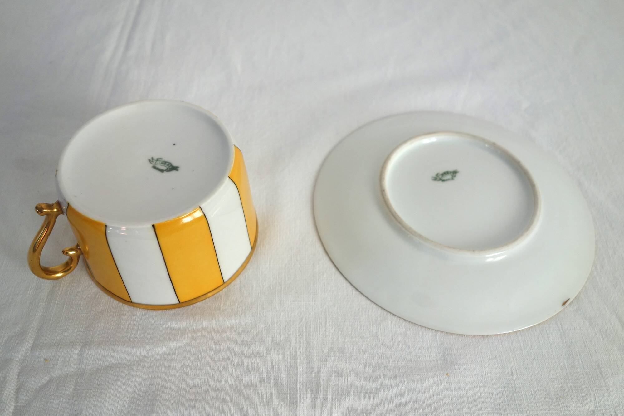 2 vintage Limoges porcelain cups with saucers