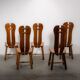 De Puydt brutalist dining chairs in solid oak. Circa 1970.