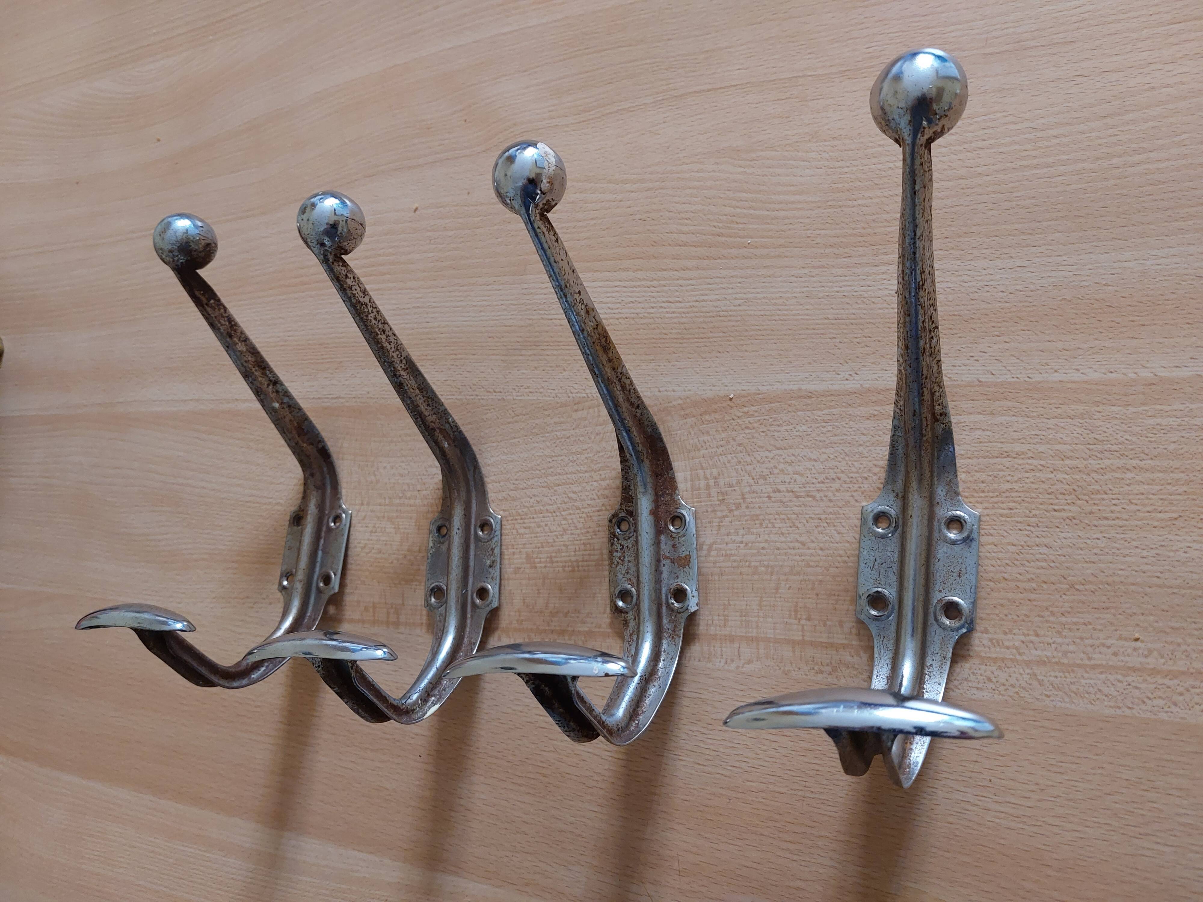 4 metal wall hooks 50s