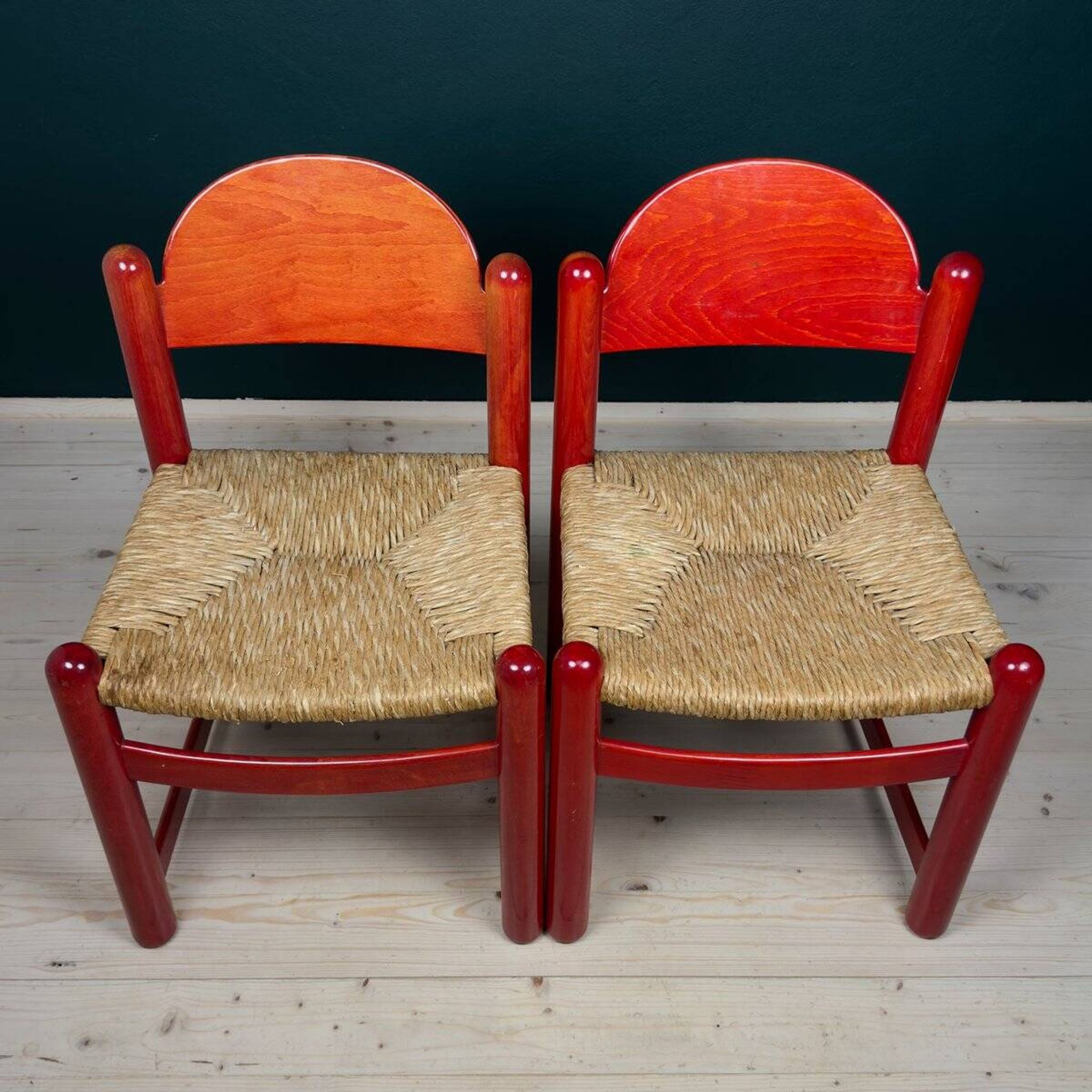 Red Padova chairs by Hank Lowenstein, Italy, 1970s, set of 2.