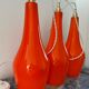 Set of three new electrified orange vintage pendant lamps