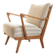Fauteuil scandinave tissu rayé beige blanc