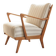 Fauteuil scandinave tissu rayé beige blanc