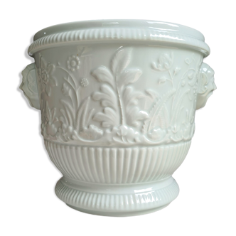 Seau à rafraichir ou cache-pot en porcelaine de Limoges Haviland vert pale