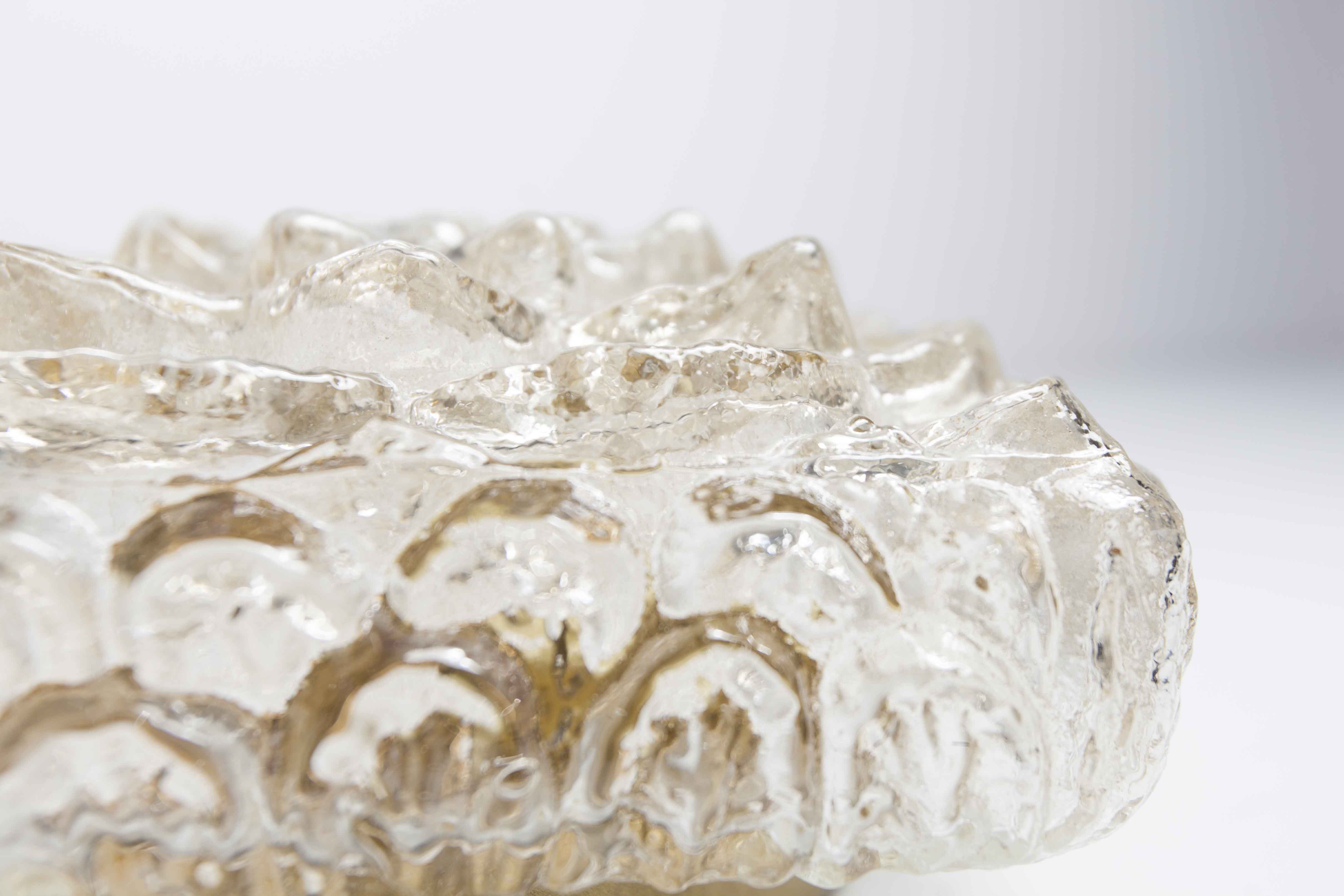 Gold floral glass ceiling light 1960