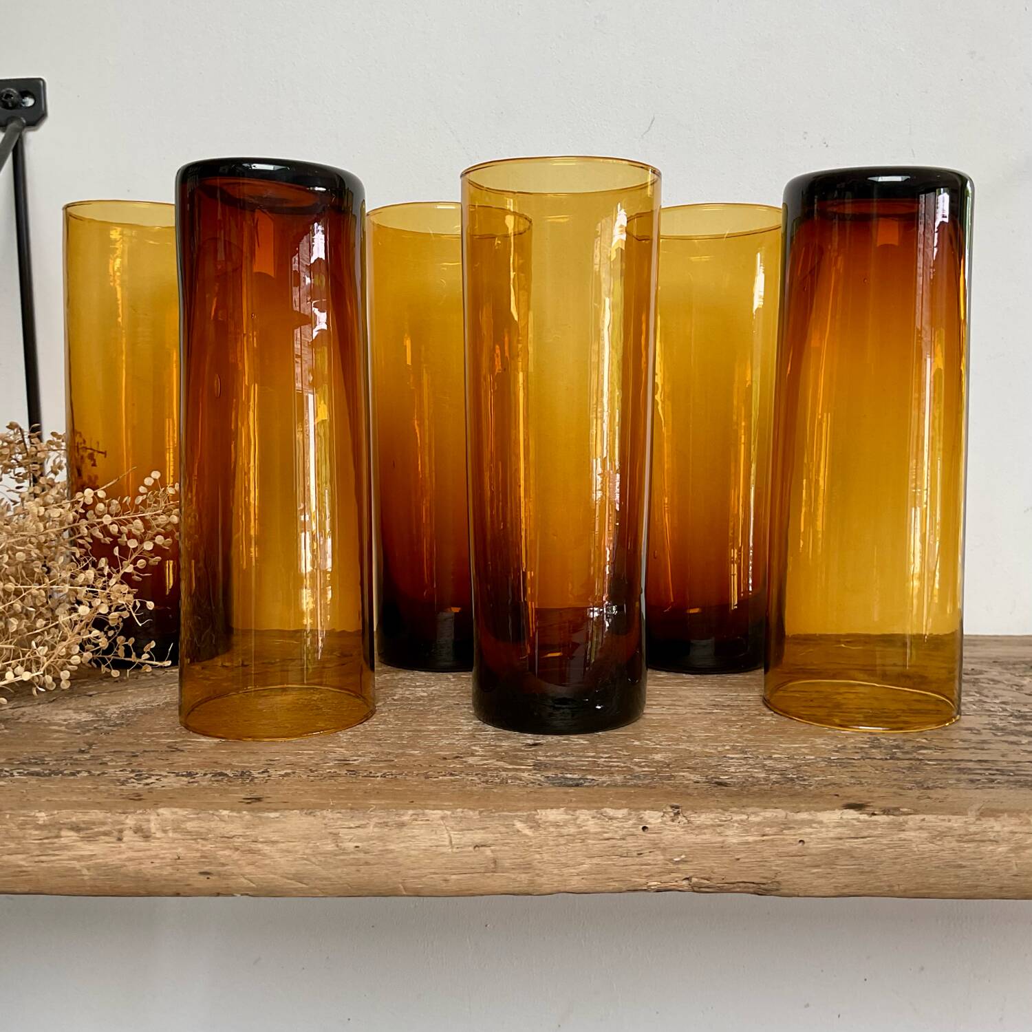 6 verres long drink ambrés