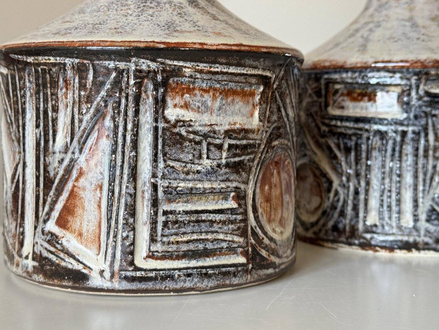 Vintage stoneware table lamps by Jette Hellerøe for Axella, 1960s, set of 2