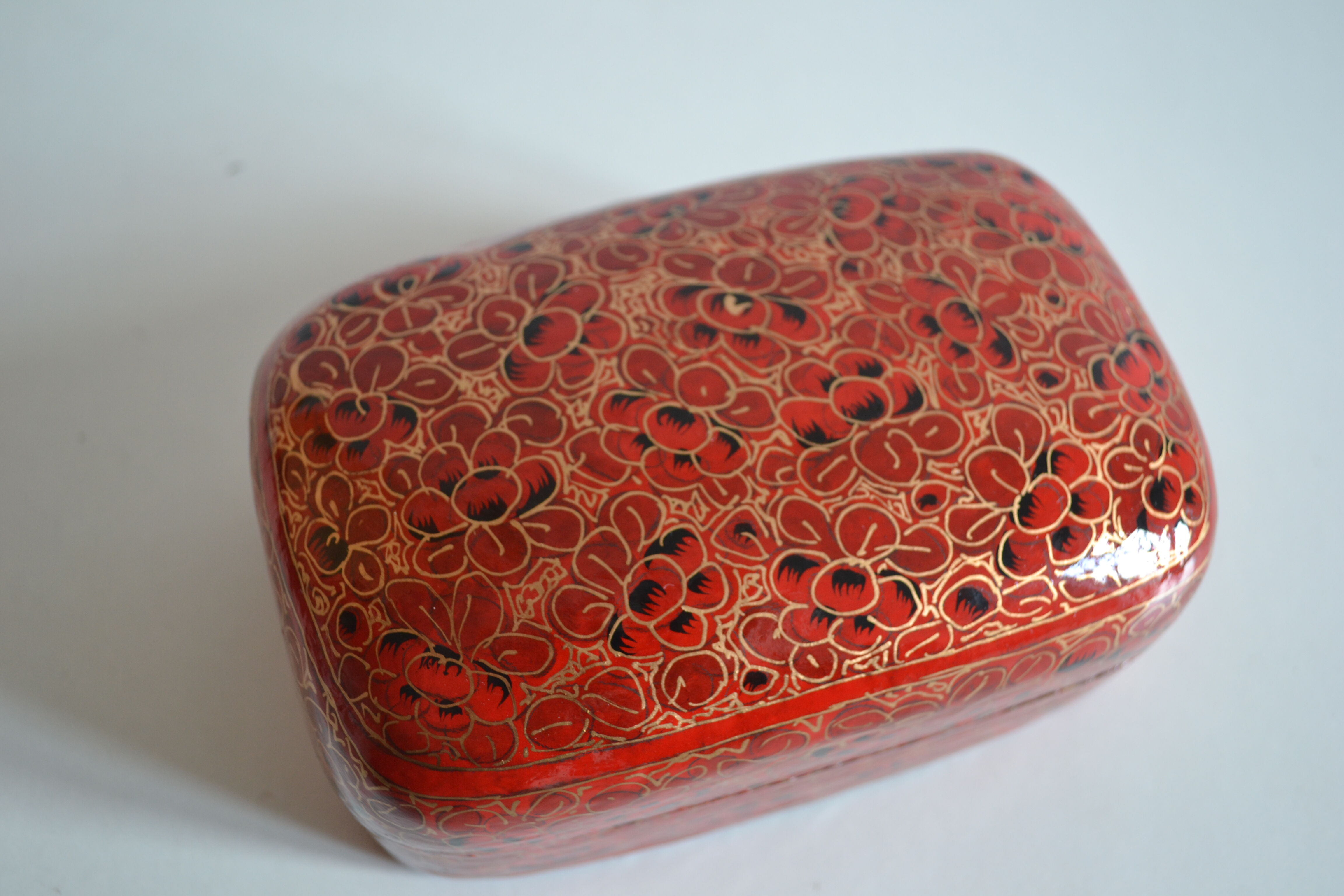 Boite a bijoux papier mache peint a la main inde xxe