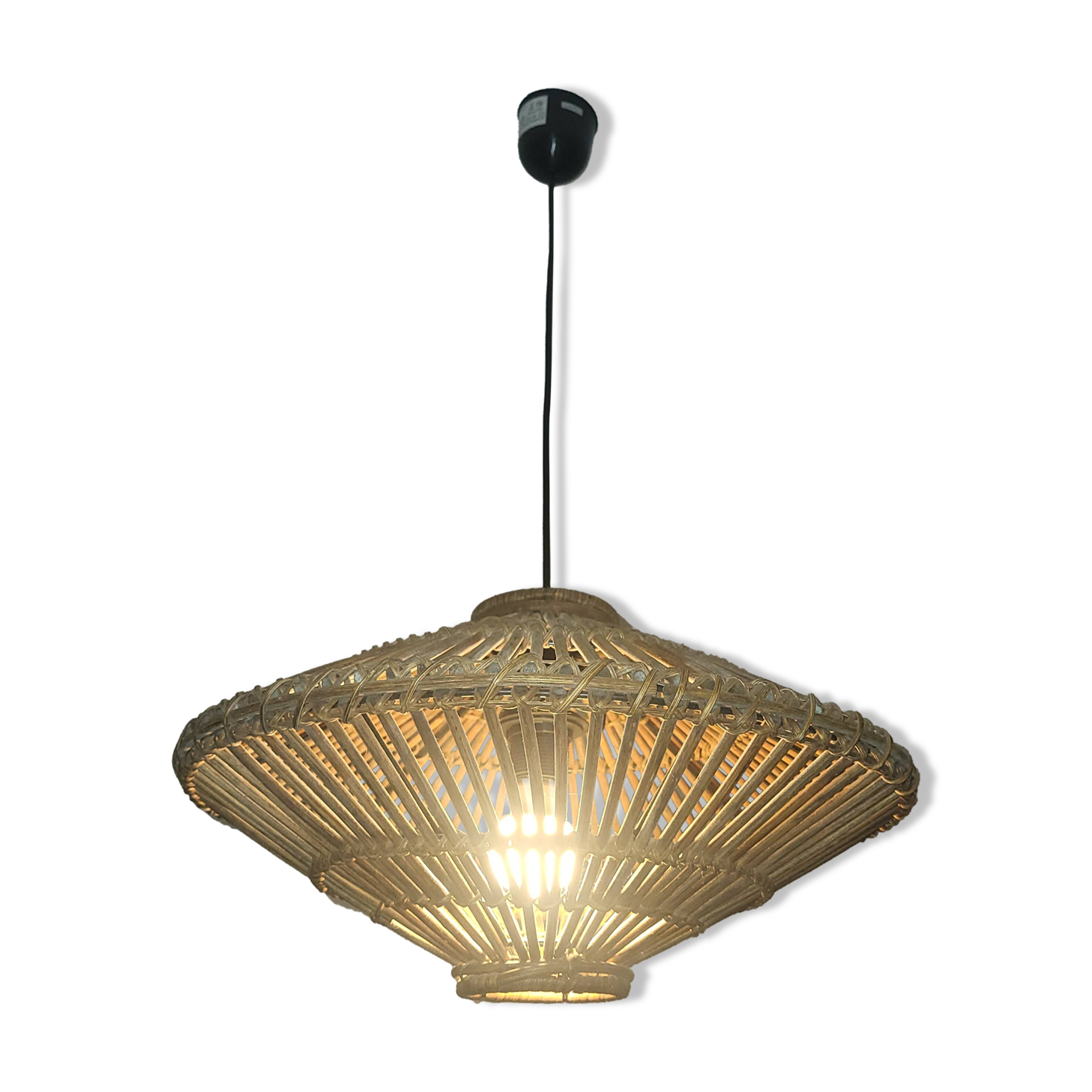UFO rattan pendant light from the 60s