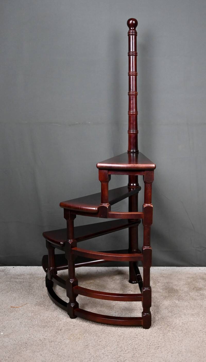 Library Staircase in Stained Beech – 20th Century