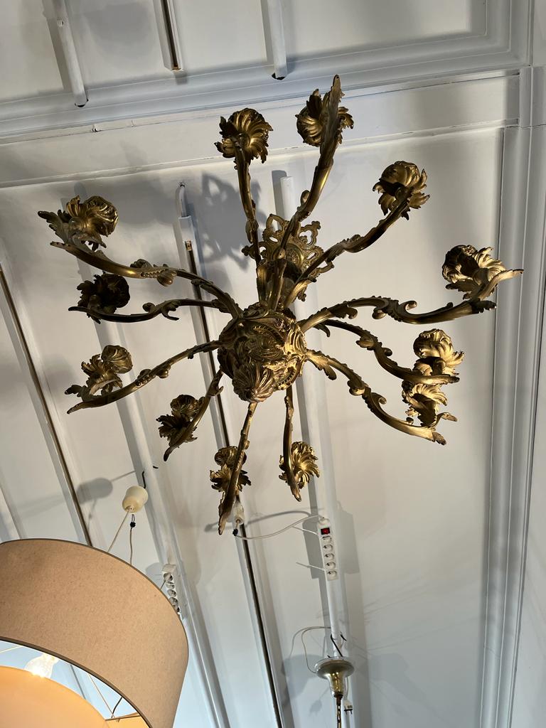 Bronze chandelier late nineteenth century 12 lights