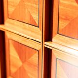 1970s Modular Corner Cabinet in Cherrywood with Glass and Carved Doors – “Fox Hunt” Design