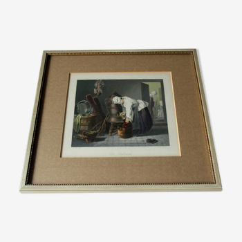 Old lithograph - original by Chardin 1853 - professionally framed