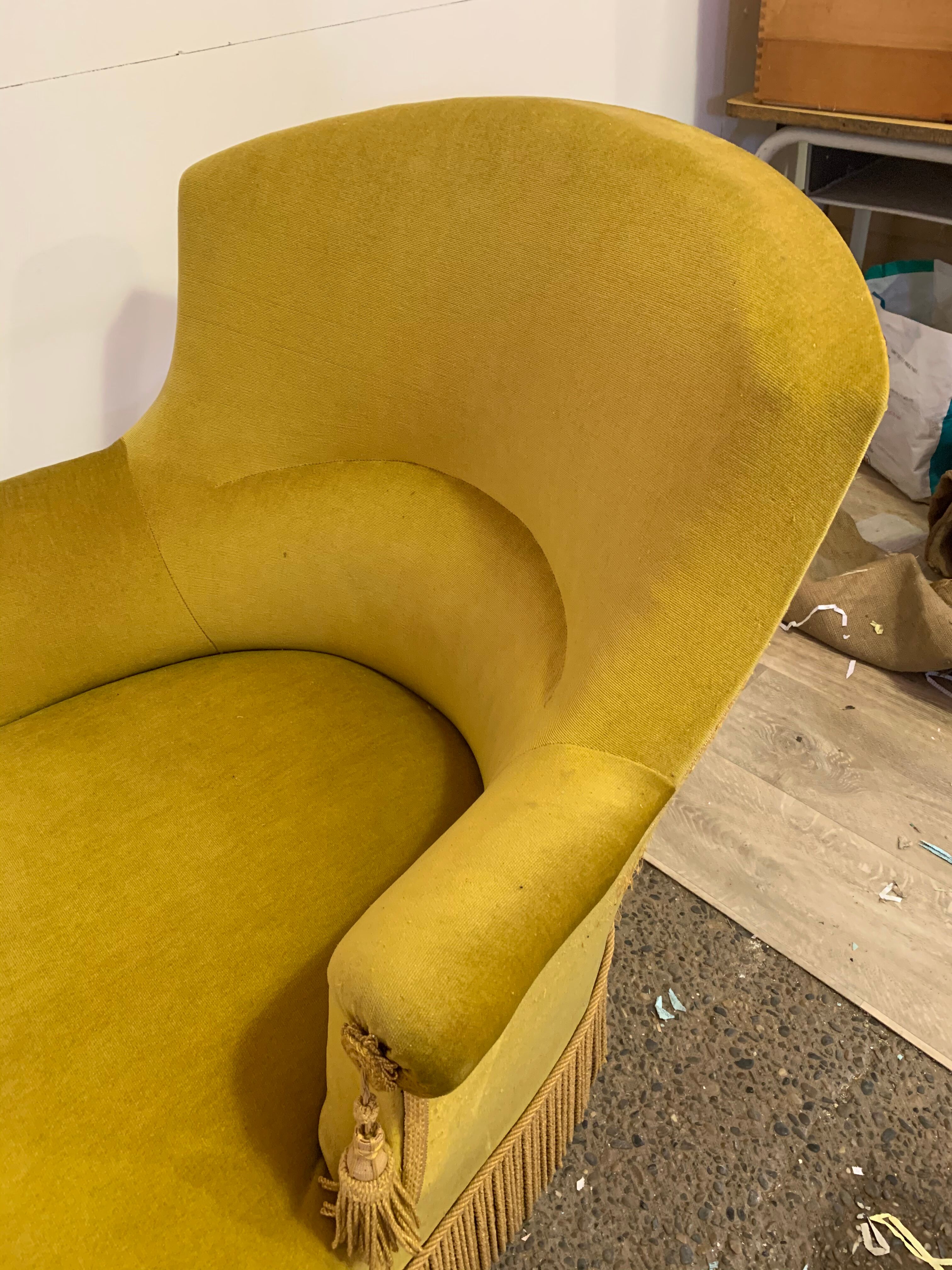 Yellow velvet meridian bench