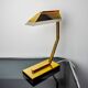 Geometric art deco lamp, brass and smoked glass, Spain, 1970