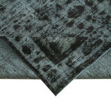 Hand-Knotted Antique Turkish 1980s 177 cm x 278 cm Black Rug